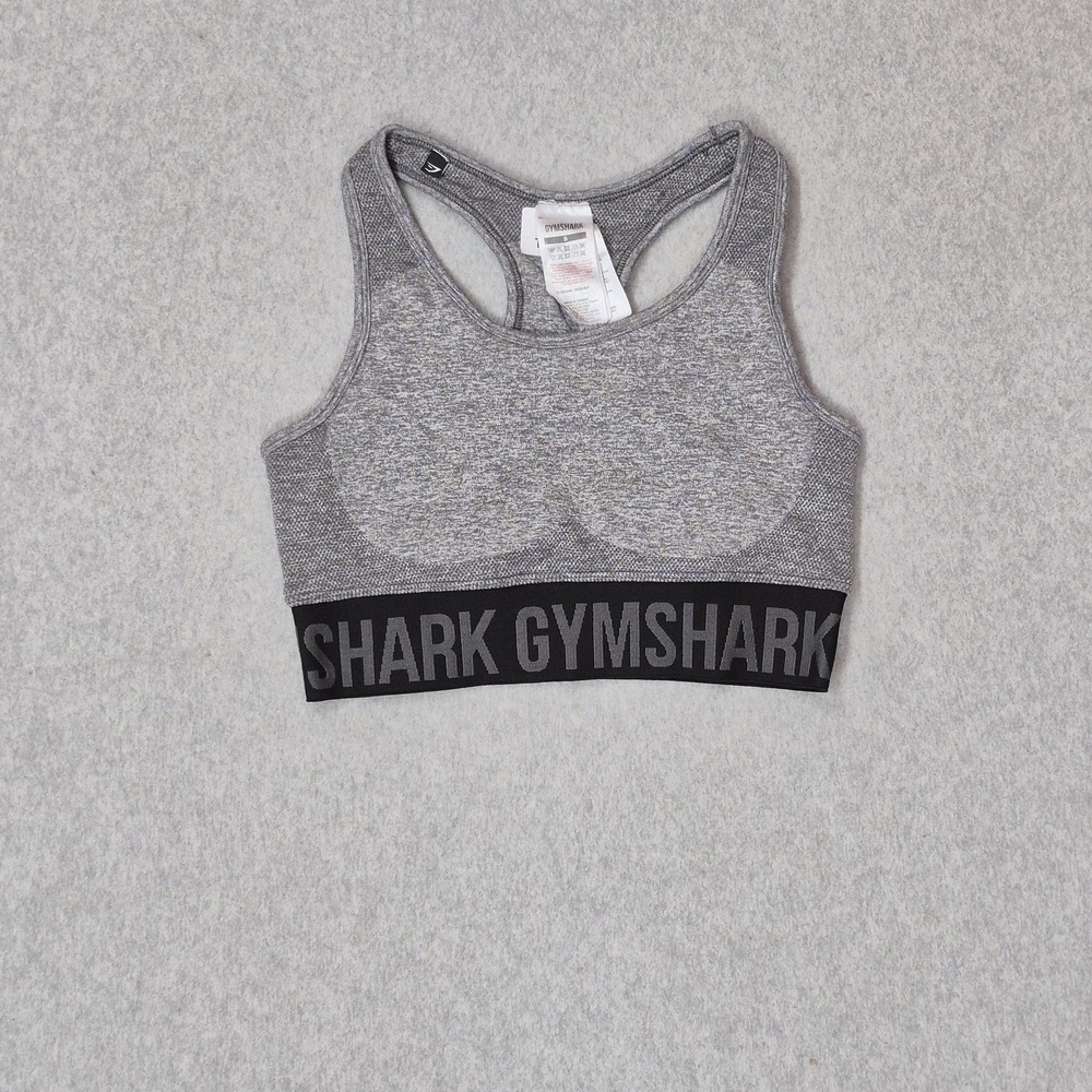 Gymshark Women Sports Bra Small Gray Wireless Knit Racerback Pullover‎